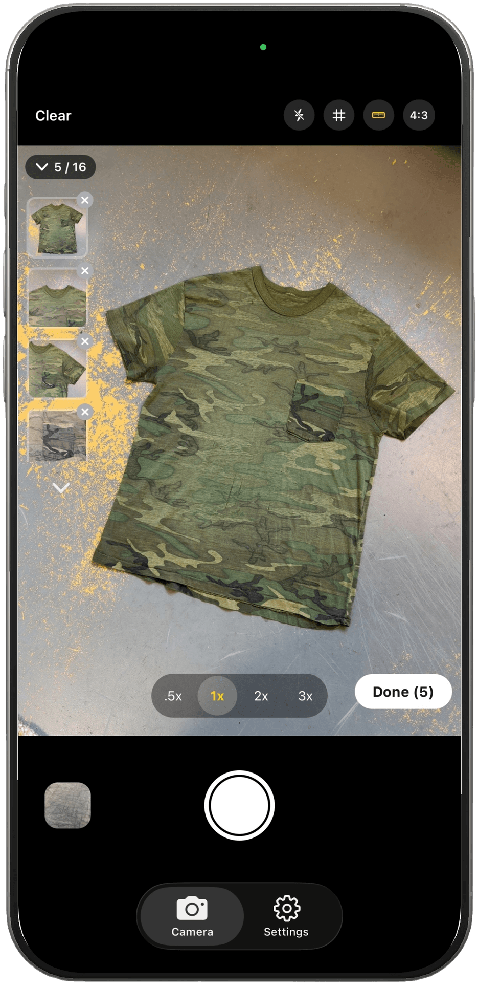 Dropstitch app measuring a garment during capture